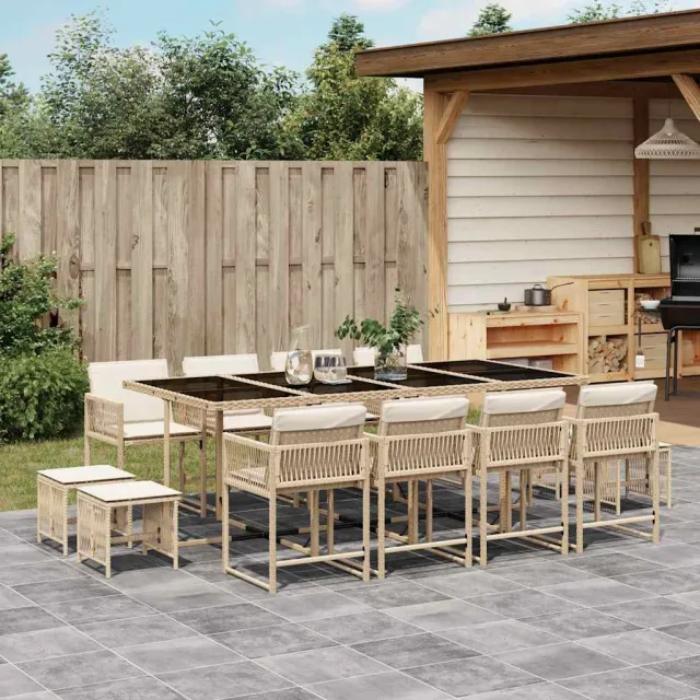 vidaXL 13-delige Tuinset met kussens poly rattan beige, foto 2
