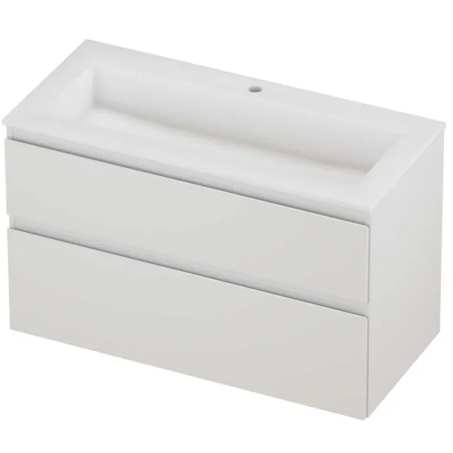 Proline Aristo Badmeubelset Polystone Elegant 1 Kraangat 100x46x62 cm Mat White Glans Wit