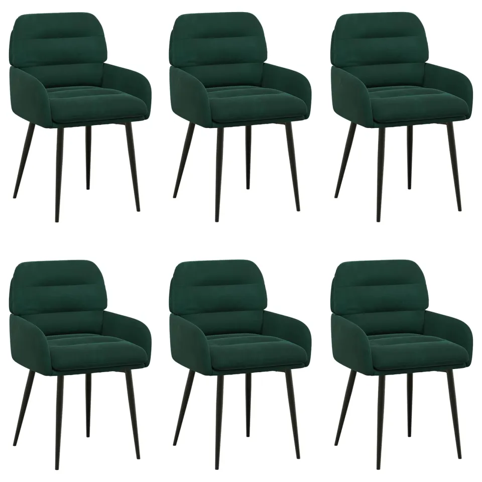 vidaXL Eettafelstoelen 6 st fluweel Donkergroen 59 x 59,5 x 90 cm groen, foto 3
