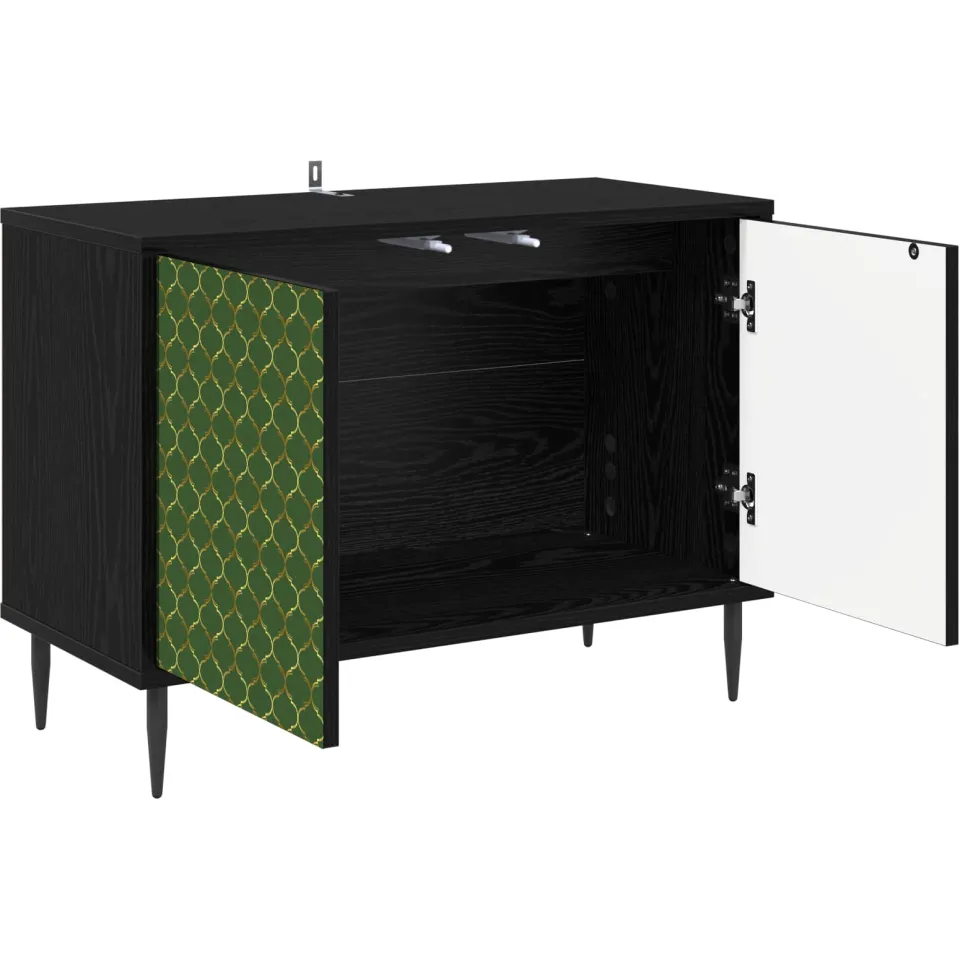 vidaXL Tv-meubel GELEEN 69 x 33 x 50,5 cm Zwart eiken Bewerkt hout