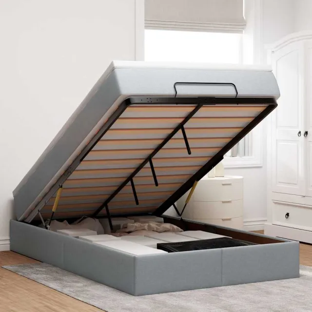 vidaXL Ottoman bed met matras 120x200cm stof lichtgrijs grijs