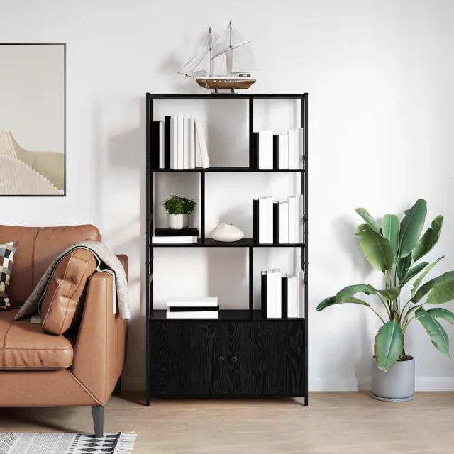 vidaXL Boekenkast 80 x 30 x 155,5 cm Bewerkt hout Zwart Eiken, foto 2