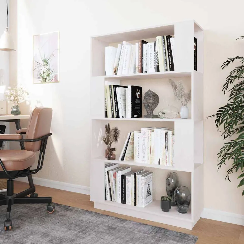 vidaXL Boekenkast/kamerscherm 80x25x132 cm massief grenenhout wit, foto 3