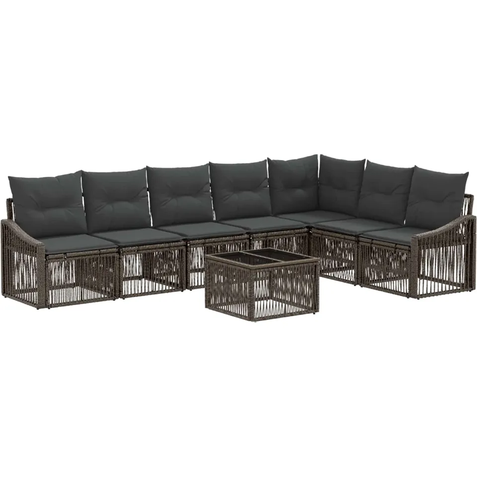 vidaXL Tuinbankenset 8 st Grijs poly rattan, foto 3