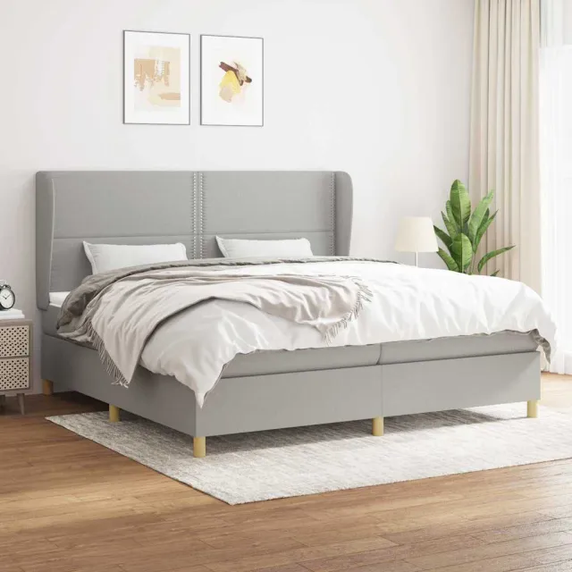 vidaXL Boxspring met matras stof lichtgrijs 200x200 cm grijs