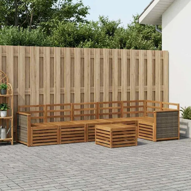 vidaXL Buiten bankenset 7 st 6-zits Naturel Massief Acaciahout