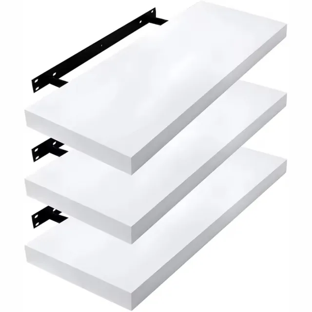 Happyment Wandplank Deluxe - Zwevend - 30cm - Wandplanken tegen muur - Wandrek - Fotoplank kinderkamer - Boekenplank - Hout MDF - Wit