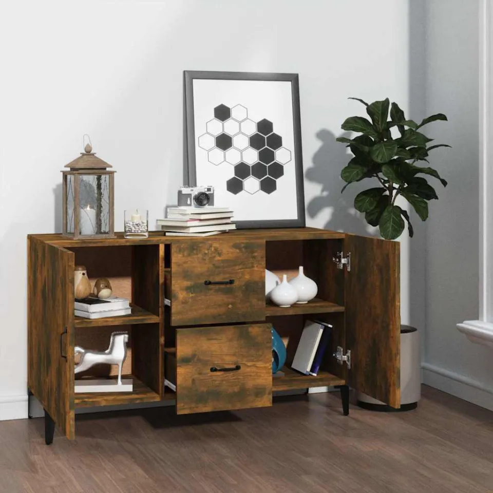 vidaXL Dressoir 100x36x60 cm bewerkt hout gerookt eikenkleurig, foto 3