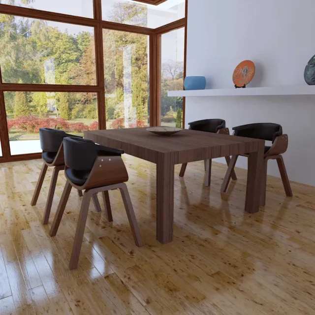 vidaXL Eetkamerstoelen 4 st gebogen hout en kunstleer Zwart