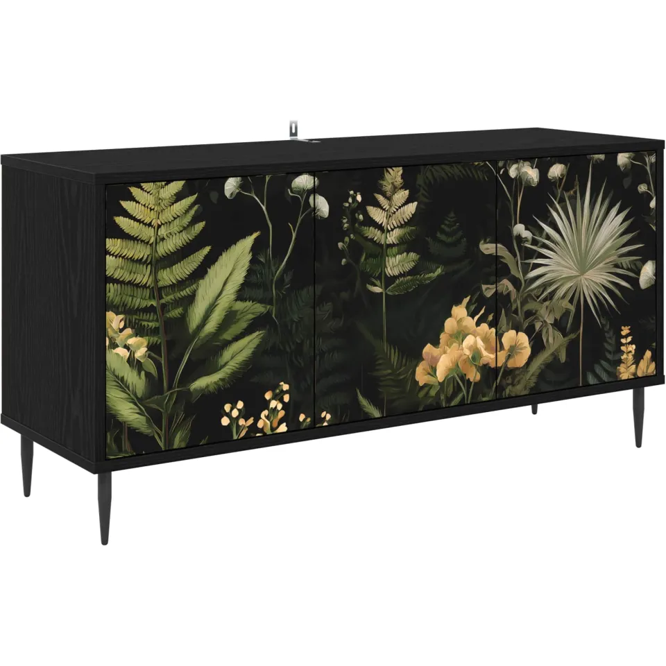 vidaXL Tv-meubel RHENEN 102 x 33 x 51 cm Zwart eiken Bewerkt hout, foto 3