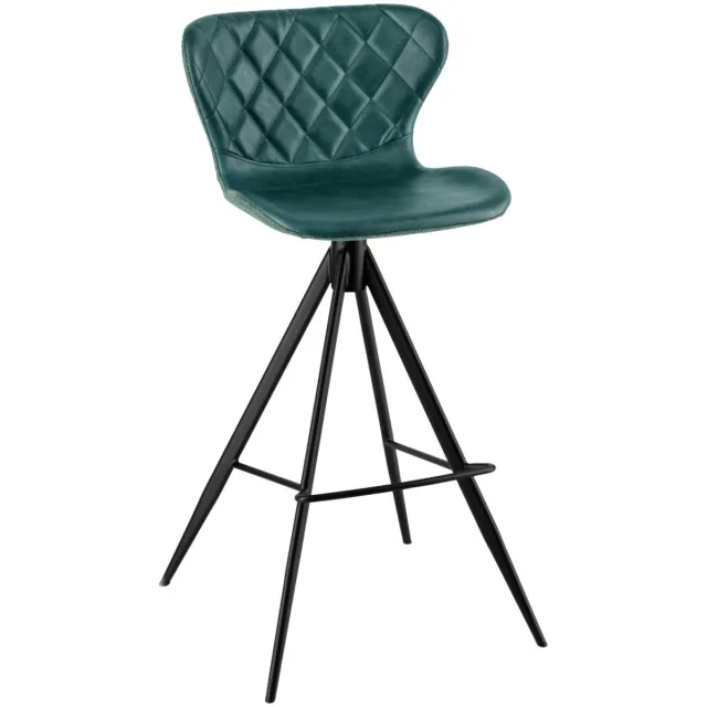 Vega 2x VEGA Barstoel Kansas; 52.5x50x104 cm (BxDxH); zitting petrol, frame zwart; 2 stuk / verpakking
