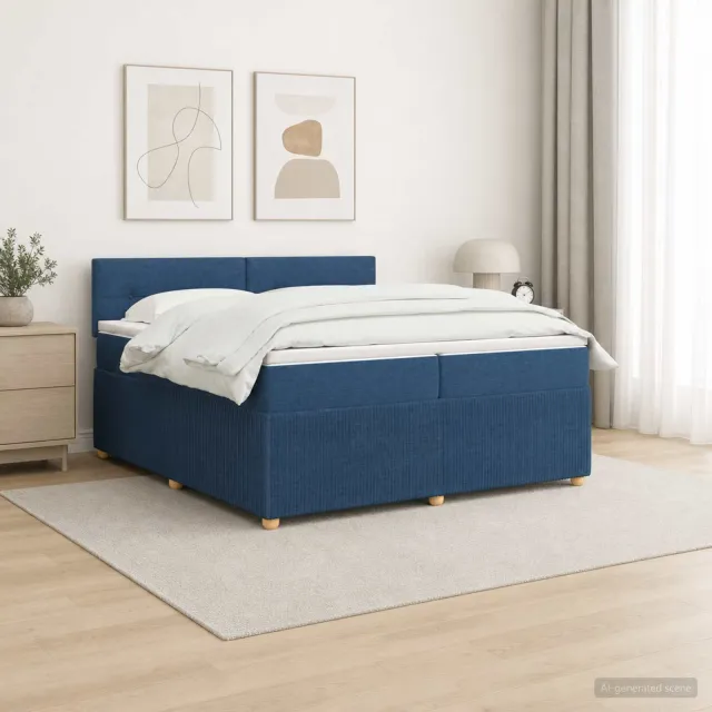 vidaXL Boxspringbed met matras met hoofdeinde Blauw 200 x 200 cm Stof