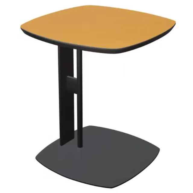 In And Outdoormatch Retro Bijzettafel - Vierkant Nachtkastje - C-vormig Ontwerp - Zadelleren Tafelblad - Luxe & Functioneel - Oranje