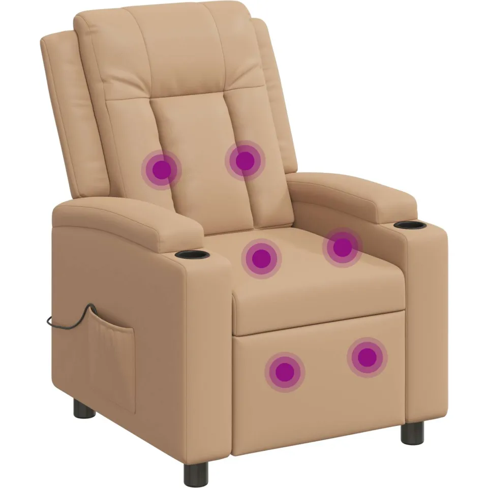 vidaXL Massage-relaxstoel Cappuccino 75 x 95 x 100 cm Stof Tan