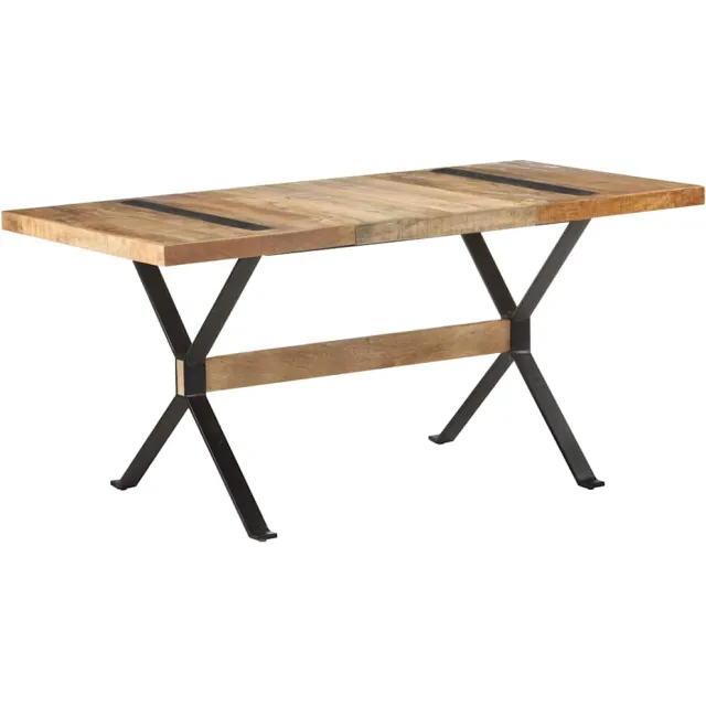 vidaXL Eettafel 160x80x76 cm ruw mangohout Bruin