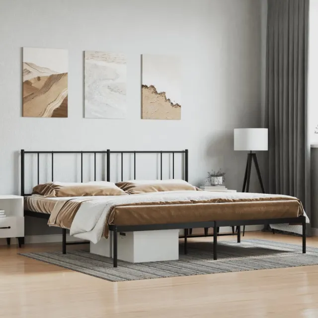 vidaXL Bedframe met hoofdbord metaal zwart 180x200 cm