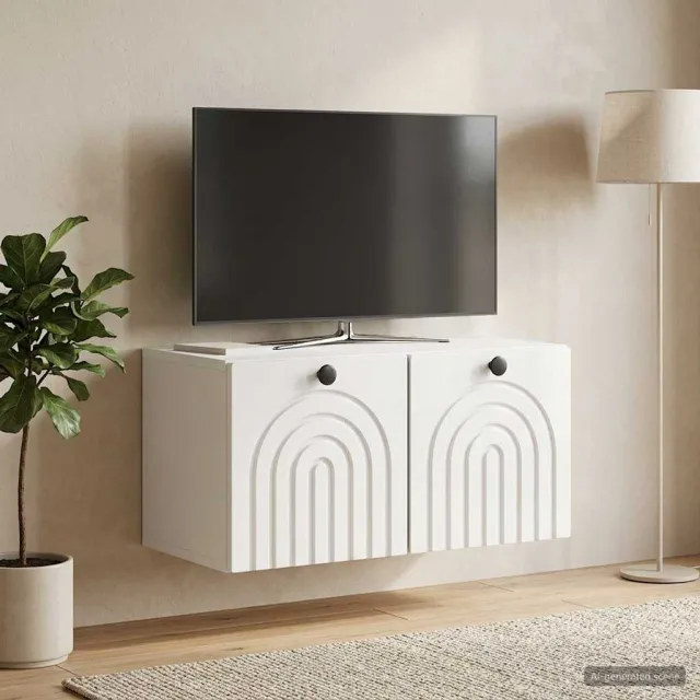 vidaXL Wandbeugel TV-kast Hoogglans Wit 59,5 x 31 x 30 cm Bewerkt hout, foto 2