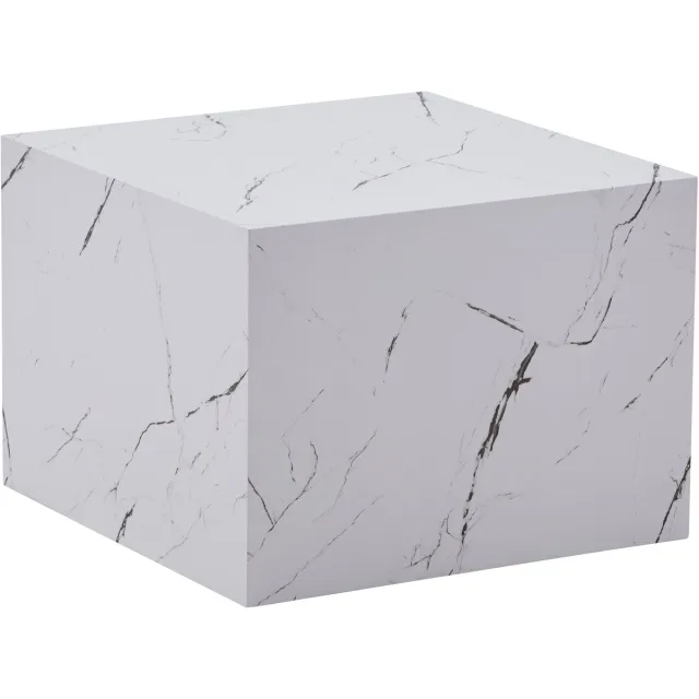 Padiro vierkante bijzettafel - 55 x 55 x 40 cm - Wit - Modern, Marmerlook - Papier, MDF