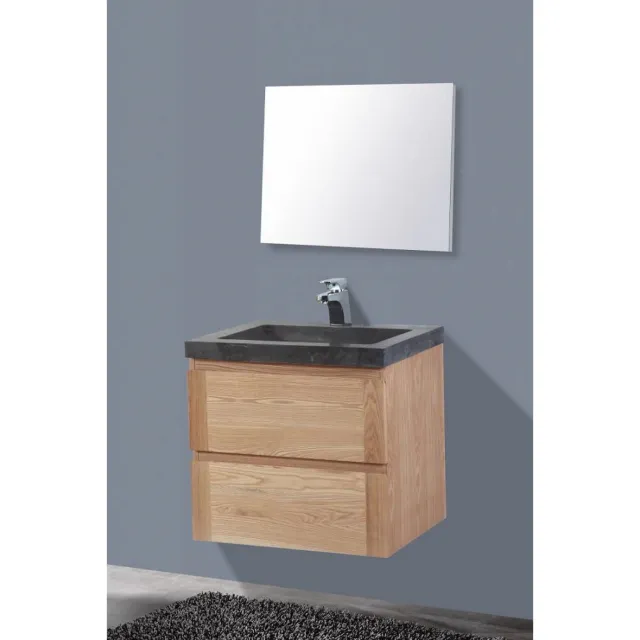 Sanilux Badkamermeubelset Sanilux Wood Stone 60x47x50 cm Massief Eikenhout Massief hout