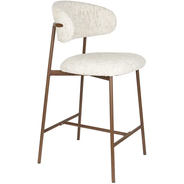 White Label Living Counter chair Claes - Set 2 krukken - Stof offwhite - Poten hout Poten donker walnoten en stof lichte offwhite