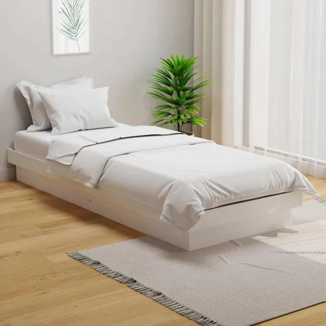 vidaXL Bedframe massief hout wit 75x190 cm