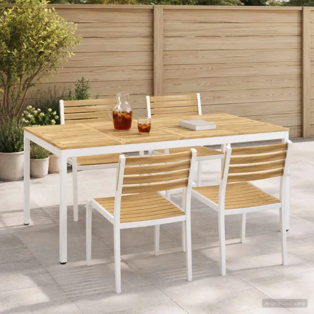 vidaXL Tuindiner tafel NAARDEN Wit 196 x 100,5 x 75 cm, foto 2