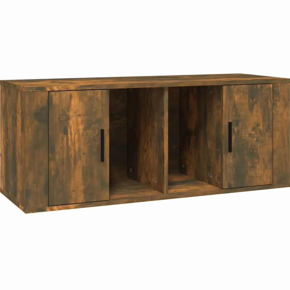 vidaXL Tv-meubel 100x35x40 cm bewerkt hout gerookt eikenkleurig