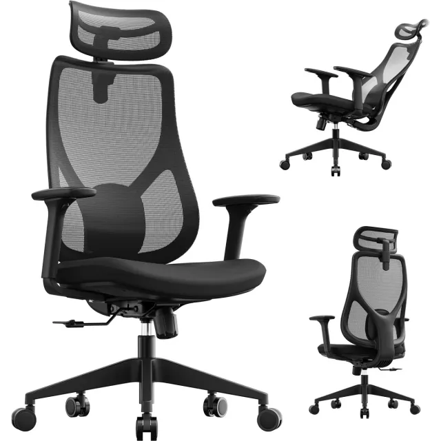 SENSE7 MOYO Ergonomische Bureaustoel - Gamestoel van Mesh - 3D-Armsteunen - Tot 150kg - Volledig Verstelbaar - Zwart