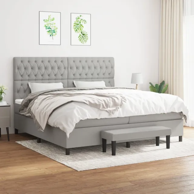 vidaXL Boxspring met matras stof lichtgrijs 200x200 cm grijs