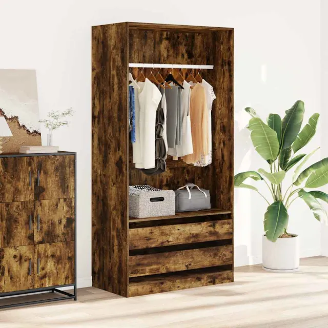 vidaXL Kledingkast 100x50x200 cm bewerkt hout gerookt eikenkleurig, foto 2