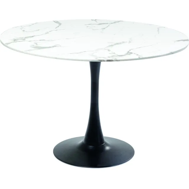 Kare Design Eettafel Schickeria Ø110cm marmerprint wit en zwart Kare Design Zwart-wit