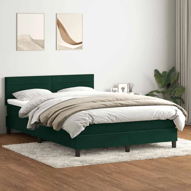 vidaXL Boxspring met matras fluweel donkergroen 160x220 cm groen