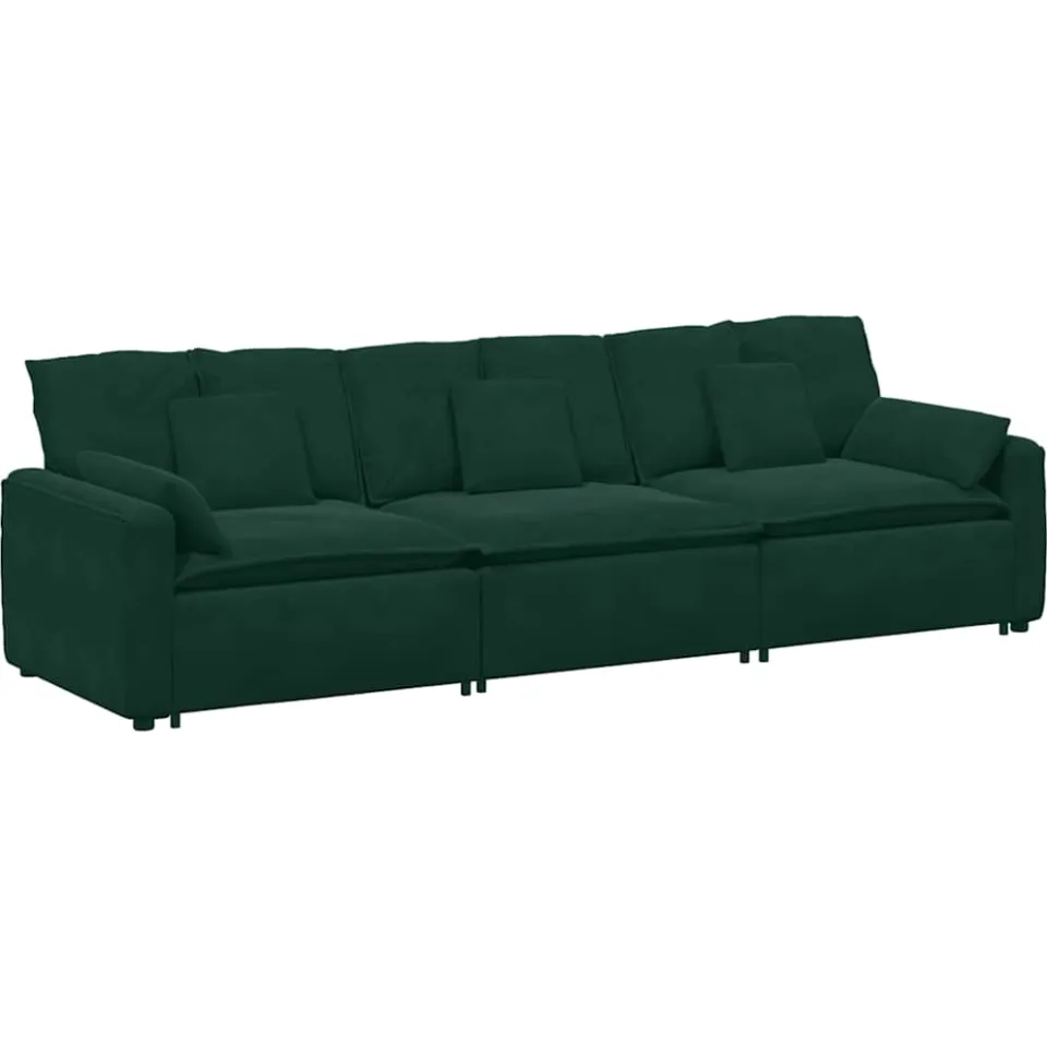 vidaXL Modulaire bank met kussens donkergroen groen, foto 3