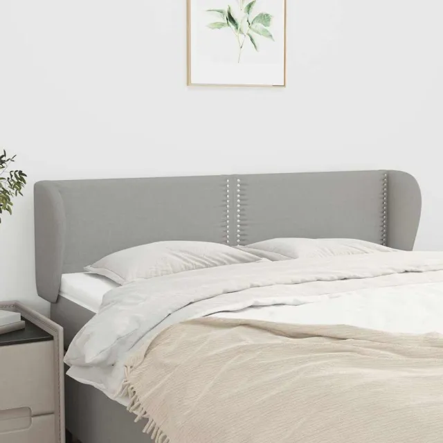 vidaXL Hoofdbord met randen 147x23x78/88 cm stof lichtgrijs grijs