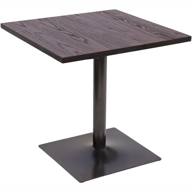 MCW Bistrotafel MCW-H10, bartafel, industriële gastro metalen tafel van massief iepenhout MVG 70x70cm ~ donkerbruin