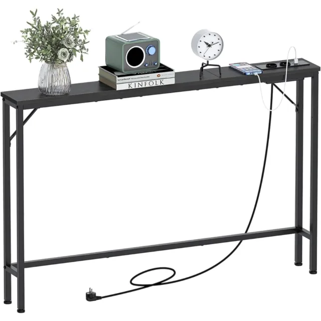 ZRNS® Muurtafel - Wandtafel - Sidetable - Smalle Consoletafel - Met USB Poorten - Zwart