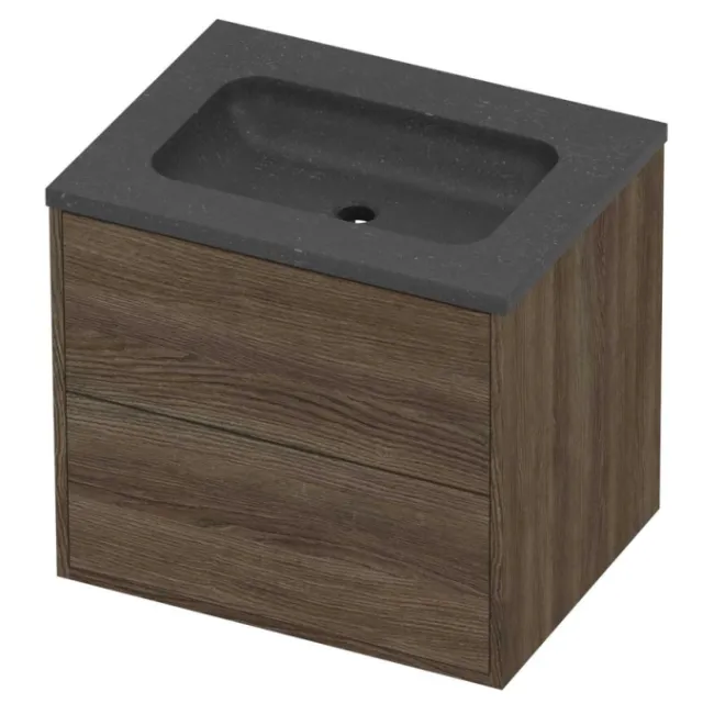 Proline Rollo Badmeubelset Hardsteen Elegant 2 Laden 60x46x54 cm Blue Stone Vital Oak Eiken