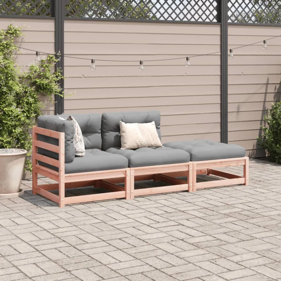 vidaXL 3-delige Loungeset met kussens massief douglas vurenhout bruin, foto 2