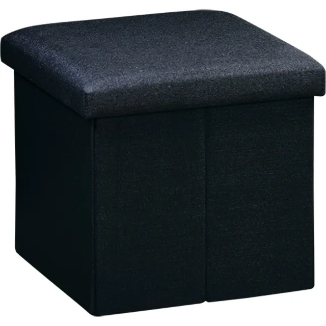 Kesper Poef met opbergruimte, linnenlook, 38 x 38 cm Zwart