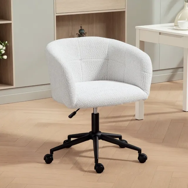 MODENUIT Bureaustoel 65 x 59 x 75-85 cm - Draaibaar Op Wielen - Kantoor En Kaptafel - Polyester - Cremewit Crème wit