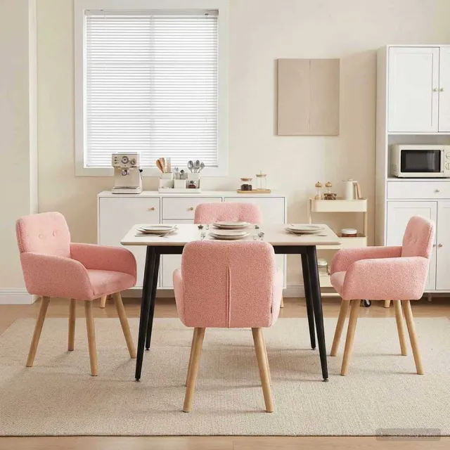 vidaXL Eettafelstoelen 4 st Bouclé Roze 59 x 56,5 x 85 cm