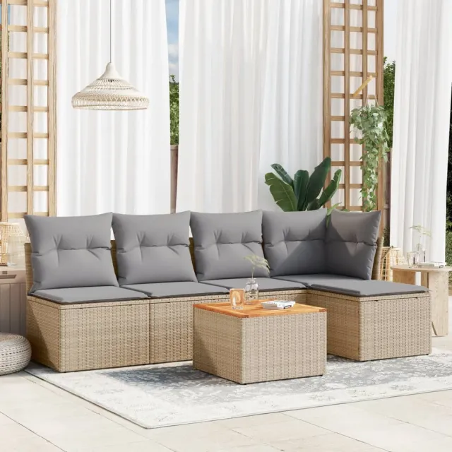 vidaXL Patio Sofa Set 6-zits Mix Beige en Lichtgrijs, foto 2