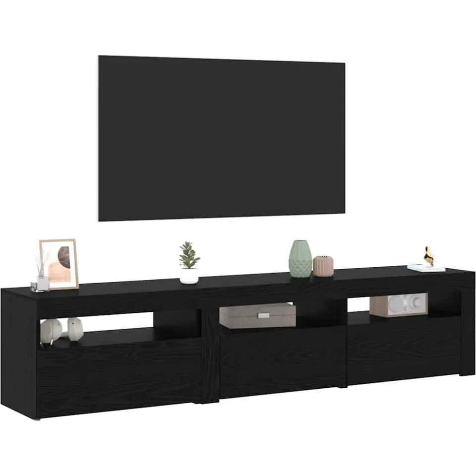 vidaXL TV-kast 2 st Zwart Eiken Bewerkt hout