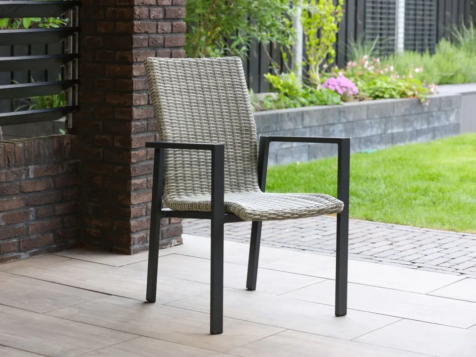 Manifesto Furniture Manifesto Villongo/Canzo 80cm dining tuinset 5-delig stapelbaar inklapbaar grijs, foto 5