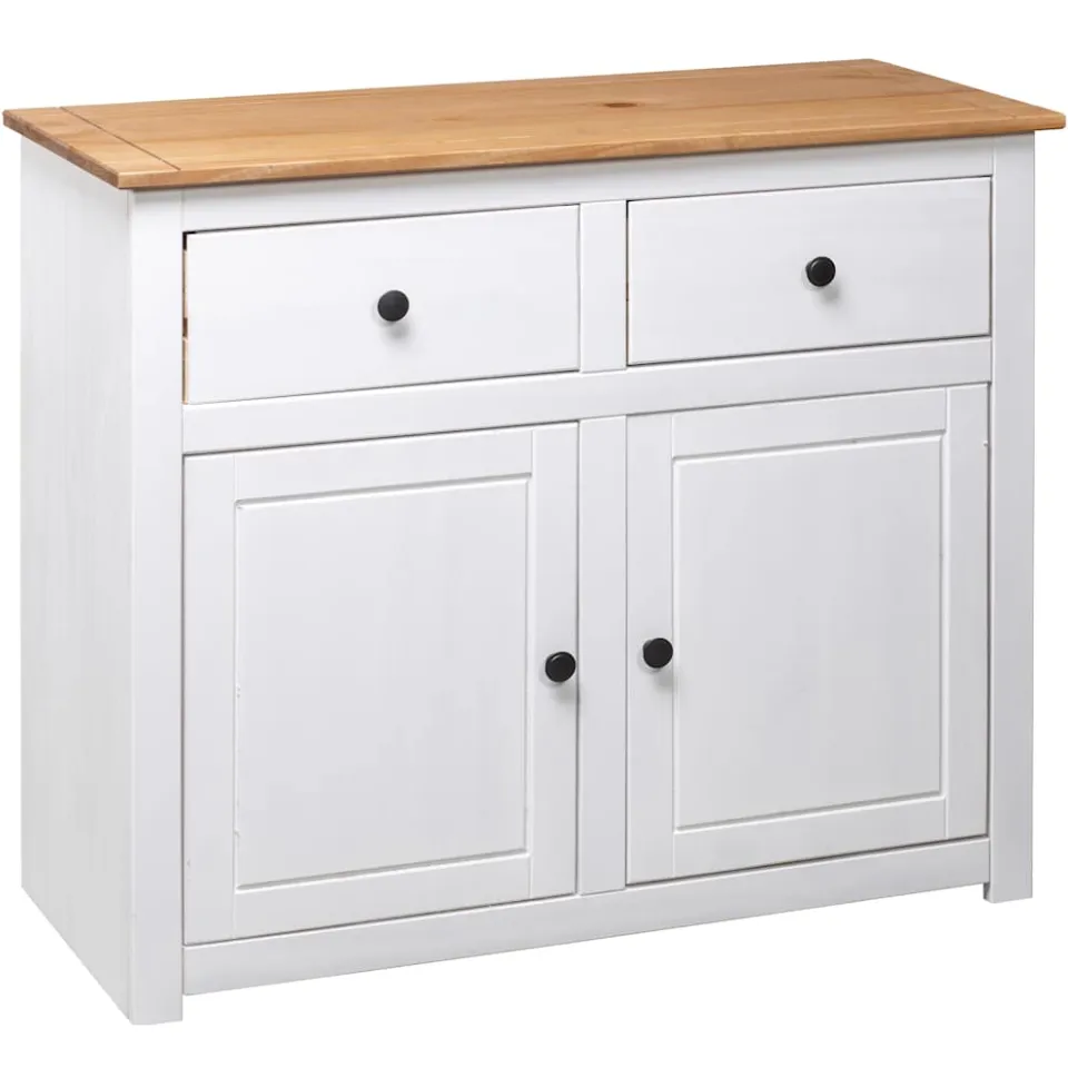 vidaXL Dressoir Panama Range 93x40x80 cm massief grenenhout wit, foto 4