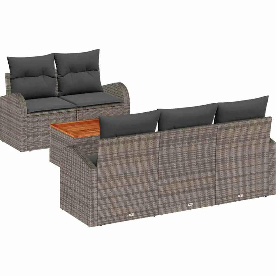 vidaXL Tuinbankenset 6 st Grijs poly rattan