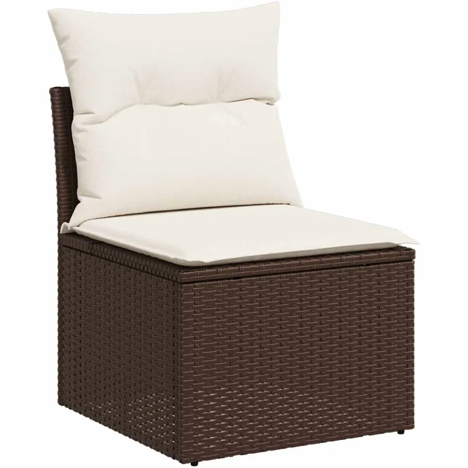 vidaXL 10-delige Loungeset met kussens poly rattan bruin, foto 4