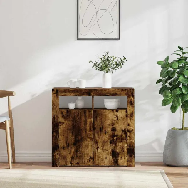 vidaXL Dressoir met LED-verlichting 80x35x75 cm bruin eiken