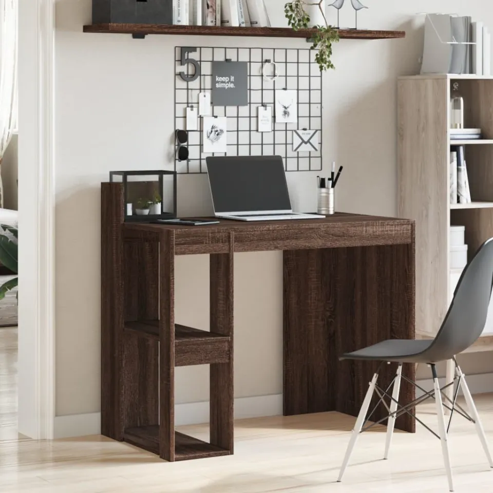 vidaXL Bureau 103,5x56,5x94 cm bewerkt hout zwart, foto 3
