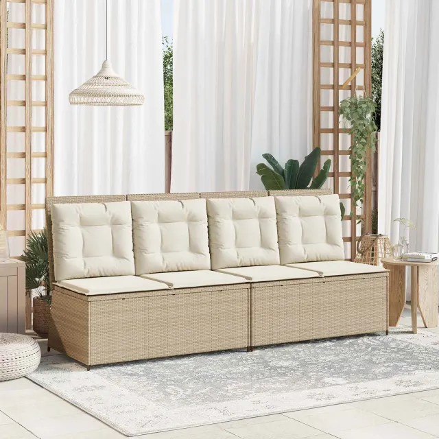 vidaXL Tuinbank Beige poly rattan, foto 2
